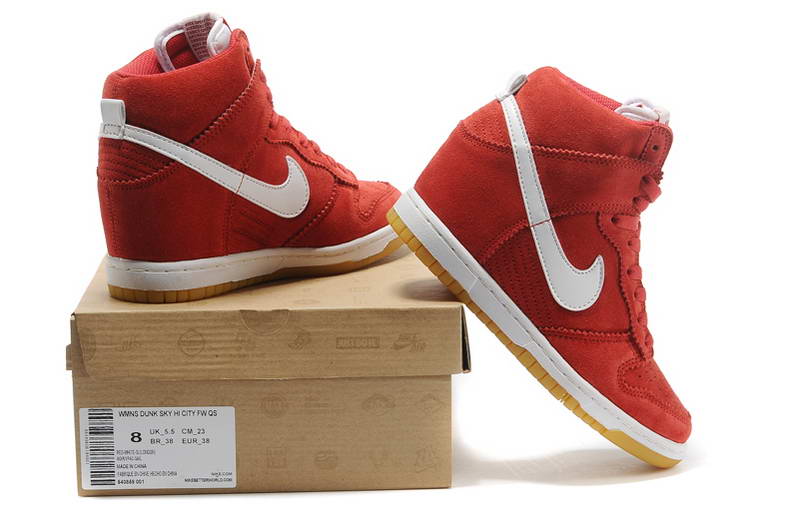 Nike Chaussures ascenseur Femmes Dunk Sky Salut Rouge Blanc (1)